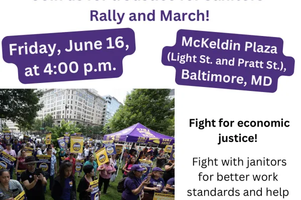 Justice for Janitors Rally & March flyer